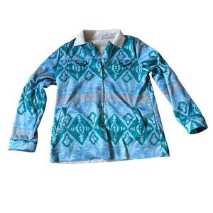 Women's Quilted Blue Aztec Print Fleece Size 3XL Jacket Shacket Cowgirl